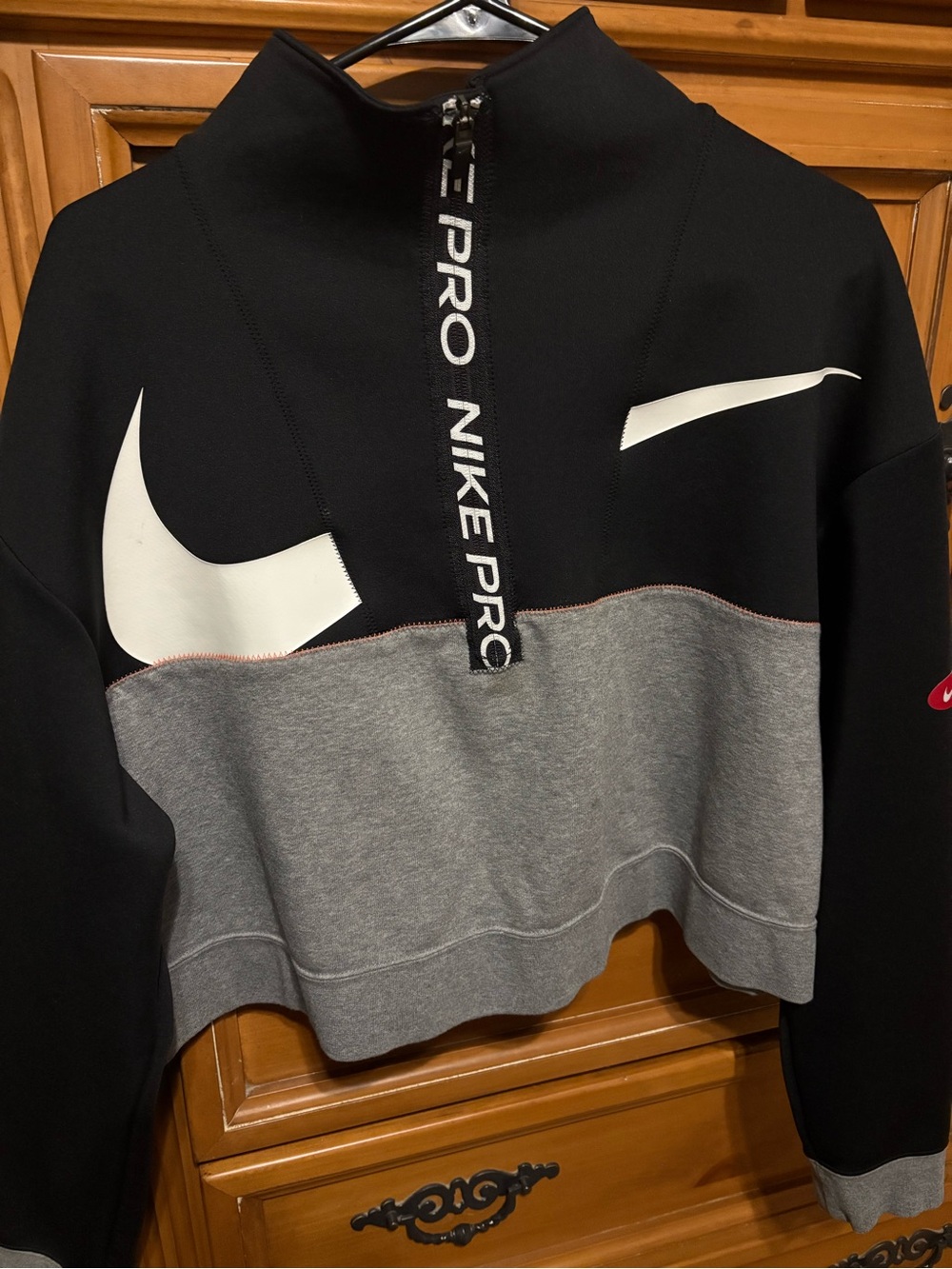 Nike Colorblock Half-Zip Sweater - Black, Gray, White